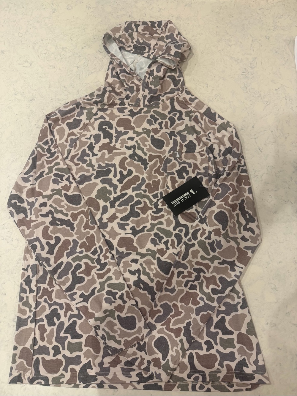 Local boy men’s Hooded Camo Pullover Jacket - Taupe Multi